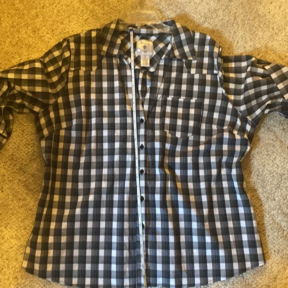 Black and white plaid button up shirt